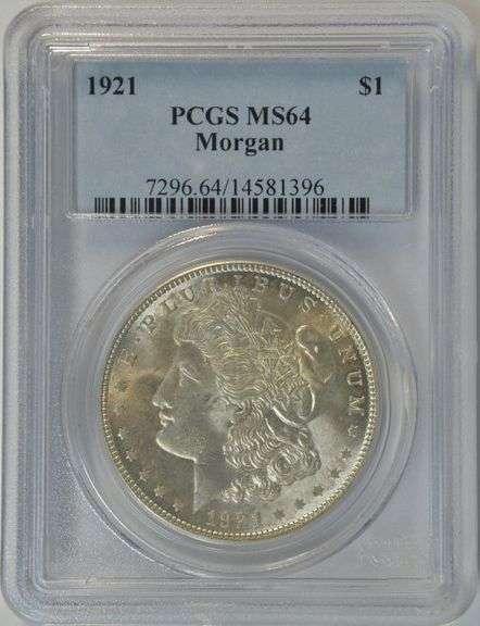 Virtual Gem BU 1921 Morgan Silver Dollar. PCGS MS64