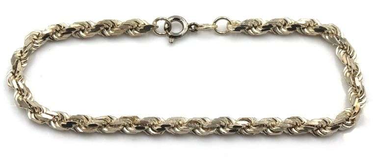 Italian 925 sterling silver rope chain bracelet