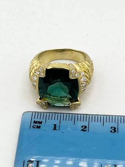 18KT Yellow Gold Judith Ripka Green Toumaline Ring