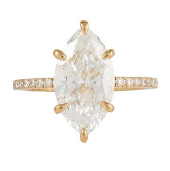 18kt Yellow gold 4.08ct lab grown marquise in diamond setting engagement ring