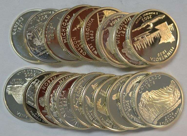Great lot of 25 assorted Gem Cameo Proof 90% SILVER State Washington Quarters