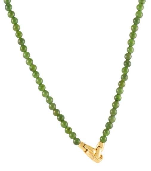 David Yurman Spiritual Beads Nephrite Jade Stranded Necklace in 18K
