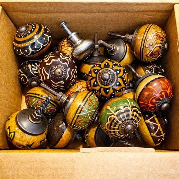 Lot of 20 Hand-Painted Ceramic Drawer Knobs