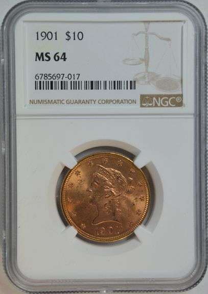 Super flashy nearly Gem BU 1901 $10 Liberty Gold Piece. NGC MS64