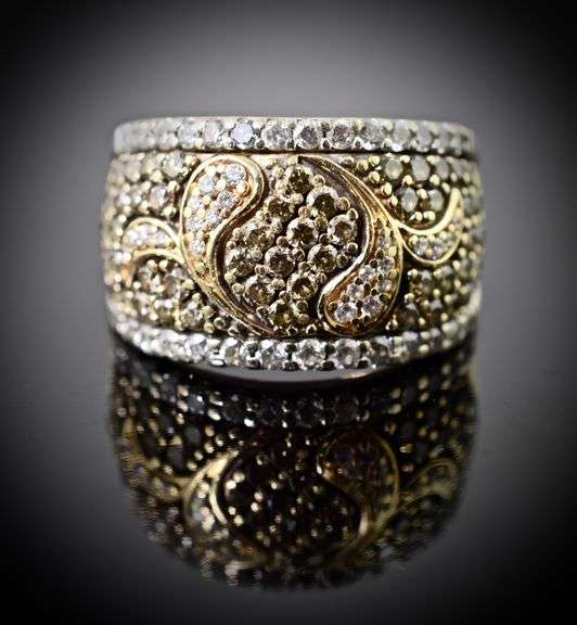 Fascinating Wide 14K White Gold Diamond Band