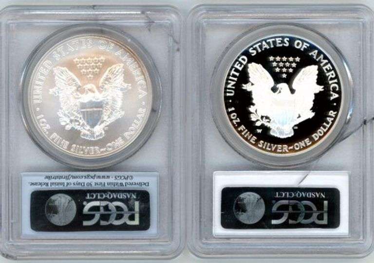 2006-W (PCGS PR70 DCAM) & 2011 First Strike (PCGS MS70) Silver Eagles. Cracked holders