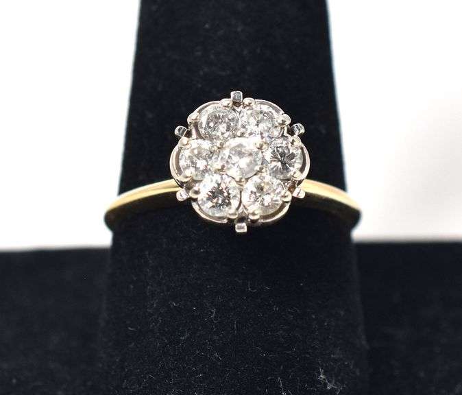 Sparkling 14K Yellow Gold Approx. 0.66CTW Diamond Cluster Top Ring