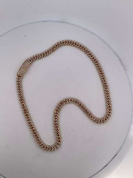 CERTIFIED 14K YELLOW GOLD CUBAN LINK CHAIN  WITH DIAMONDS