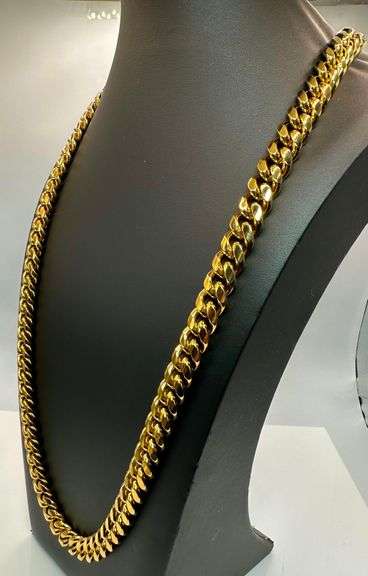 18 Kt Gold Plate Monogramed Initial "J" Cuban Link Chain Necklace.