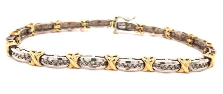 Nice 8" 10k W&Y Gold Diamond Bracelet