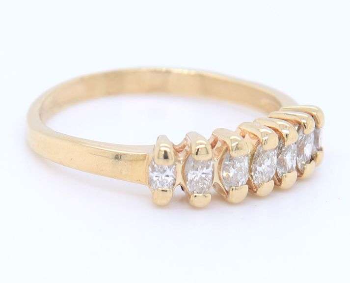 14kt Yellow Gold Marquise Seven Diamond Band