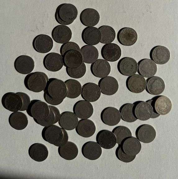50 Partial Rim V Nickels 1890-1900 Eras