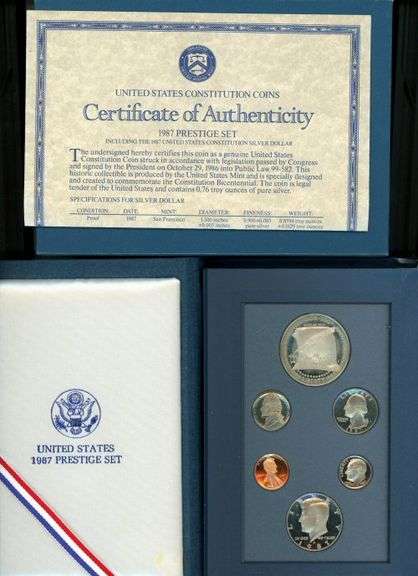 2 Different Prestige Proof Sets in Box w/CoA: 1984 & 1987