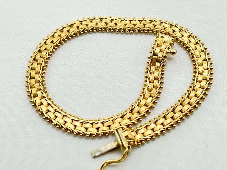 14KT Yellow Gold 6MM Imperial Riccio With Distinctive Beaded Edges Bracelet