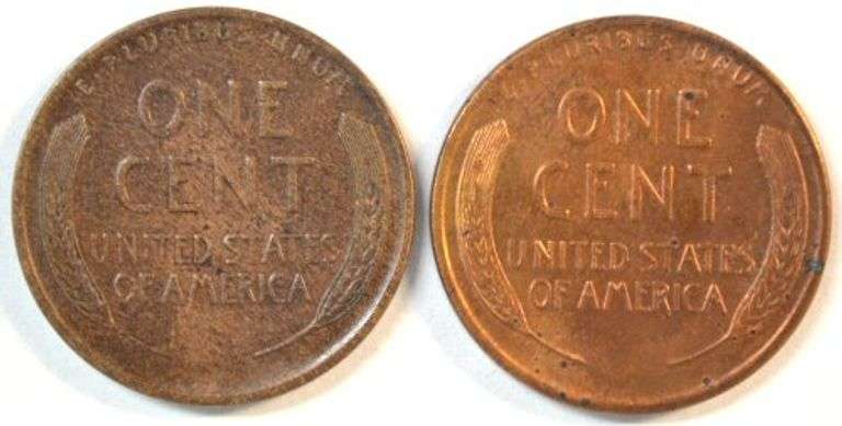 Two different US Lincoln Wheat Cents in CH AU: 1926-S & 1928-S