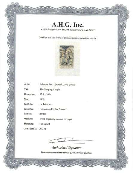 Highly Collectible and Rare Salvador Dali Wood Engraving Circa 1959