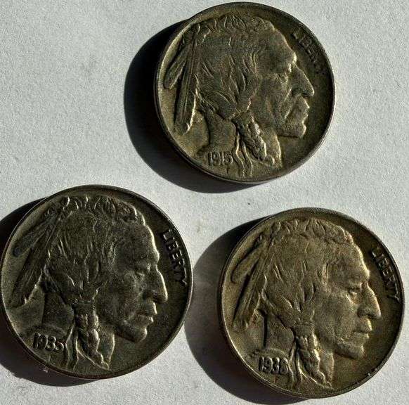 1915 1935 1938 D Slider Buffalo Nickels