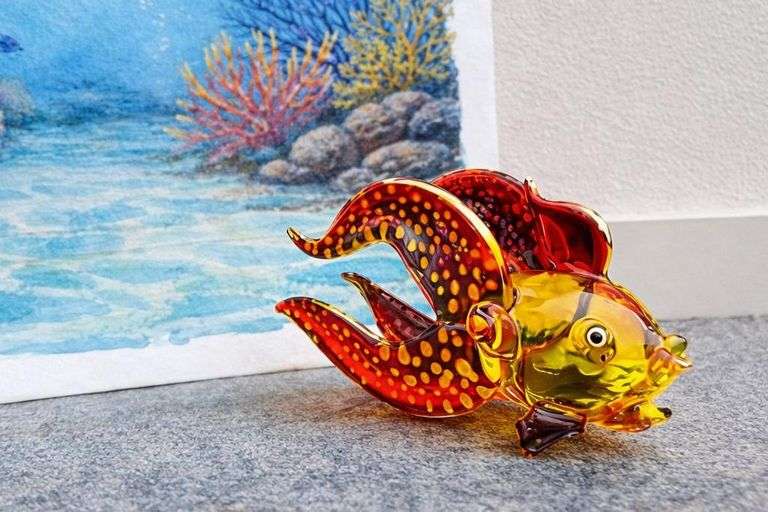 Hand-Blown Glass Goldfish Art from Thailand