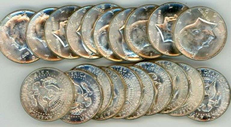 Original BU Roll of 20 1969-D Silver Kennedy Half Dollars