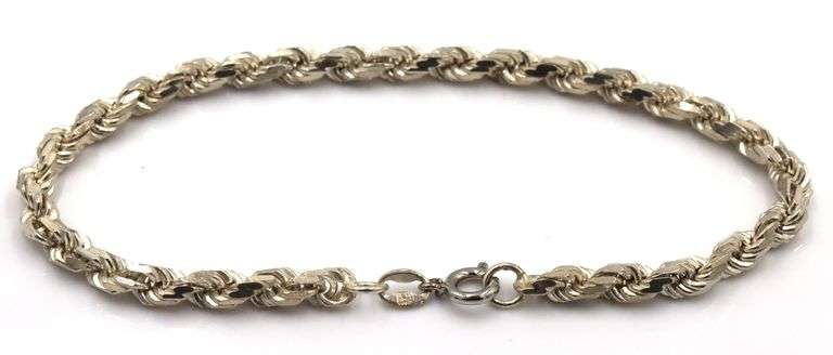 Italian 925 sterling silver rope chain bracelet