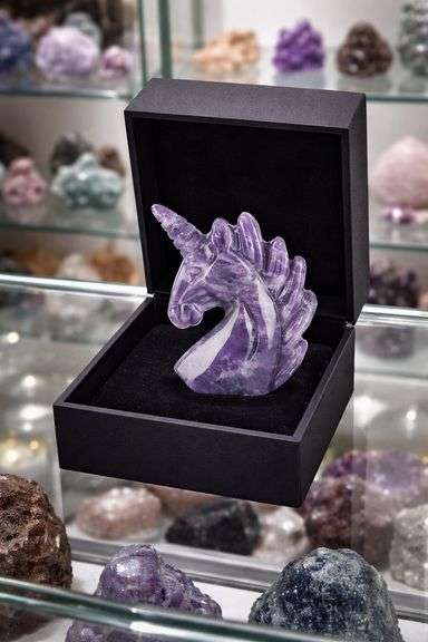 Hand Carved Lepidolite Crystal Unicorn Gemstone