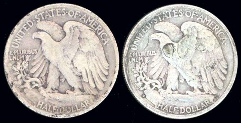 2 Different Walking Liberty Half Dollars: 1929-S & 1935-D
