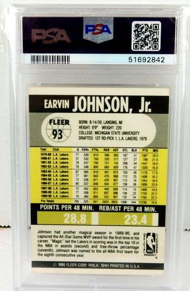 Magic Johnson 1990 Basketball Card, Mint 9