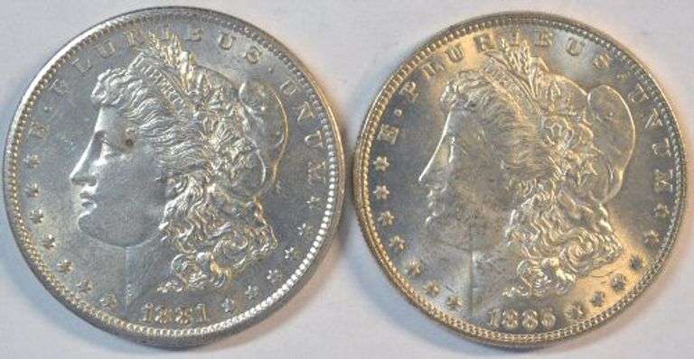 Very Choice BU 1881-S & 1885-P Morgan Silver Dollars