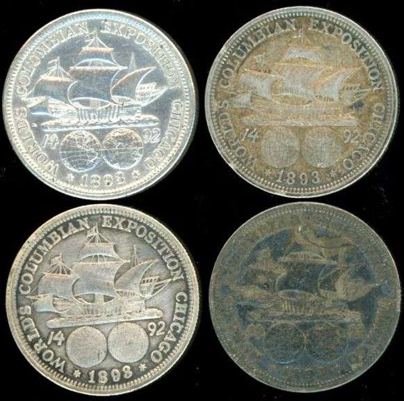 4 1893 Columbia Commemorative Silver Half Dollars