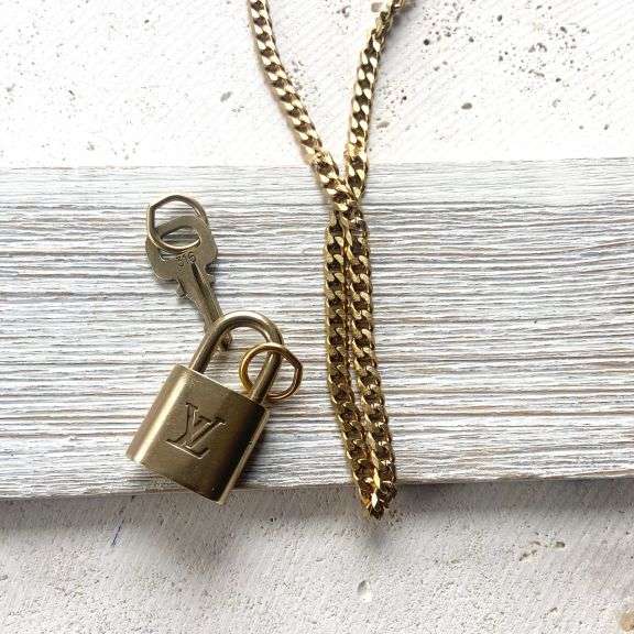 Louis Vuitton Upcycled Repurposed Lock Key Necklace