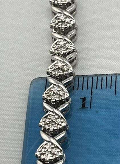 925 Sterling Silver "S" Link Diamond Tennis Bracelet