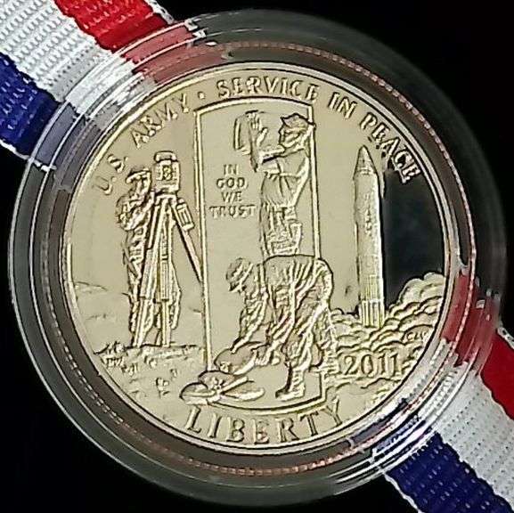 2011-S United States Army Commemorative Proof Clad Half Dollar – Original Box & COA