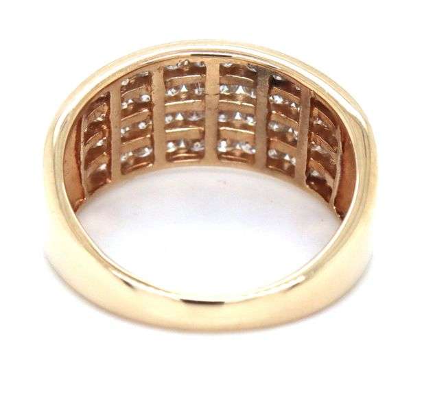 14kt Yellow gold 1.10ctw 4 row diamond band