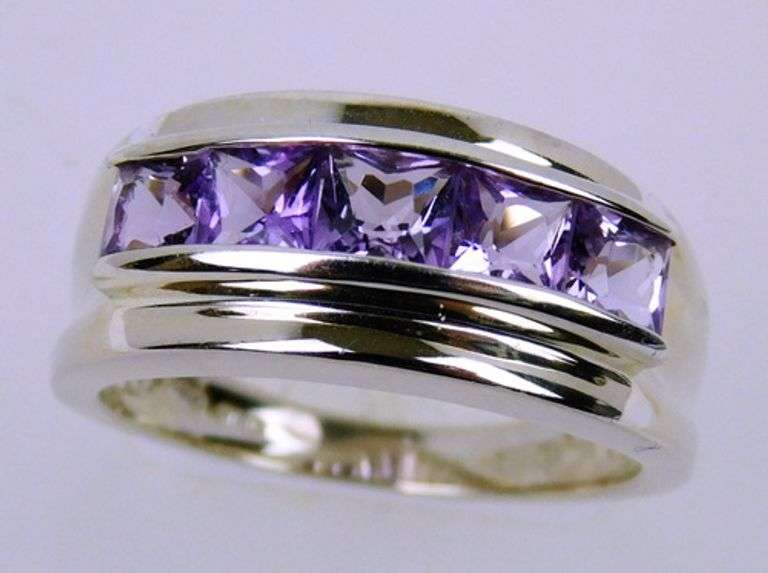 Sterling Silver Amethyst Ring, Size 8