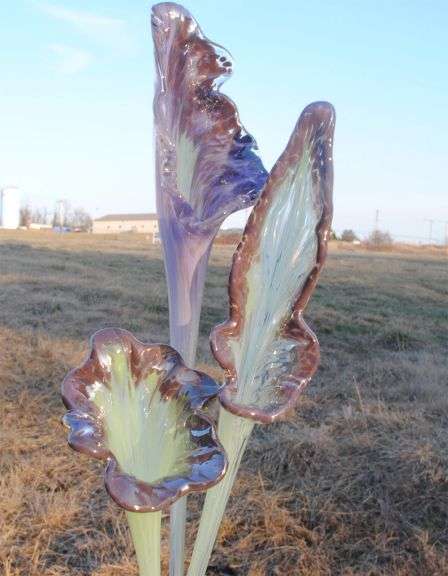 Glass Flower with Long Stem - Purple