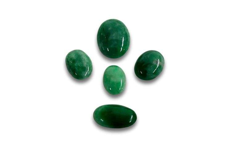 Burmese Jadeite Cabochons - Lot of 5