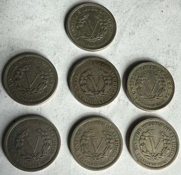 Seven Rackateer 1883 V Nickels
