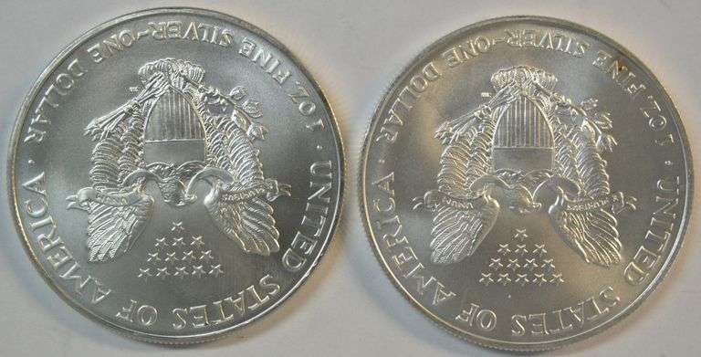 2 Superb Gem BU Rare key date 1996 $1 American Silver Eagles.