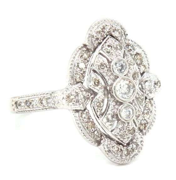 Vintage style Milgrain cluster ring