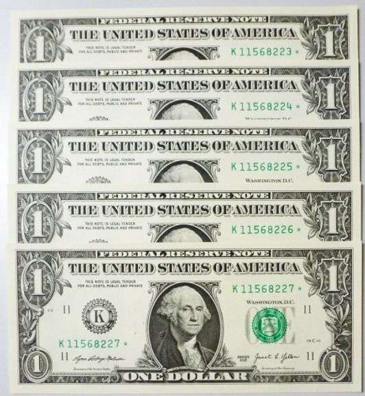 (10) Superb Crisp $1 2021 Star Replacement Notes Dallas-Consecutive!