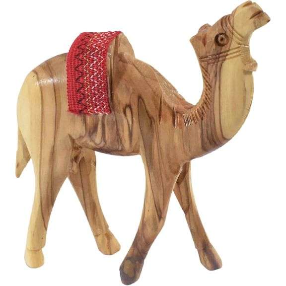 Bethlehem Olive Wood Camel with Embroidered Saddle