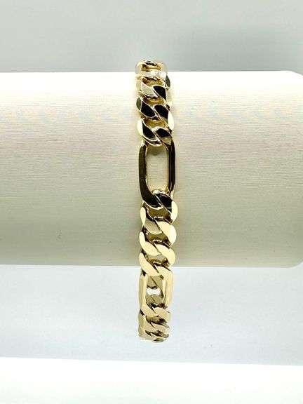 Dazzling 10 Gram 14 K Yellow Gold Plated Italian Figaro Link Bracelet