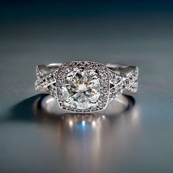 Sparkling 14 Kt White Gold Plate 4.5 Ct Lab Simulated Diamond Ring