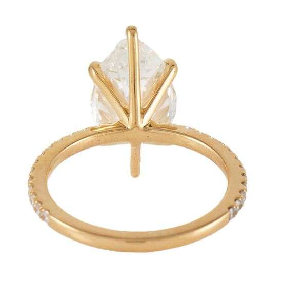 18kt Yellow gold 4.08ct lab grown marquise in diamond setting engagement ring