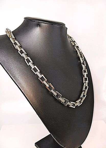 Huge 56.8 Gram 14 Kt White Gold Plated Rolo Box  Chain Link Necklace
