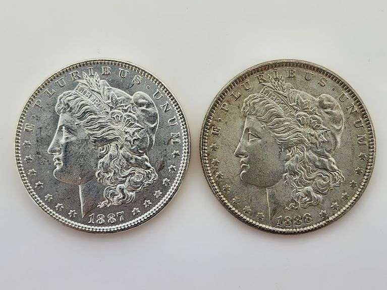 1887 & 1888 Morgan Silver Dollars