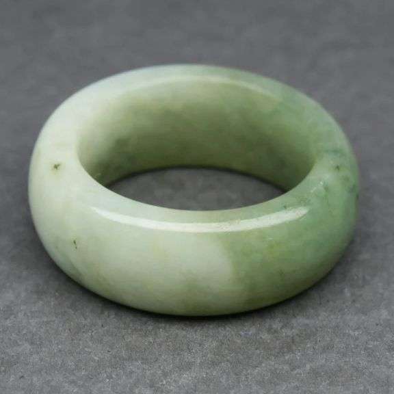 Simply gorgeous 38.36ct translucent green and white Burmese Jade ring!