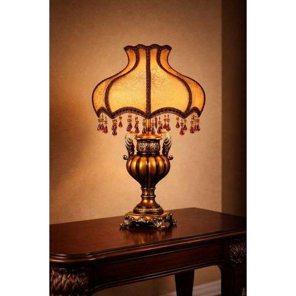 Crystal Table Lamp with Golden Base
