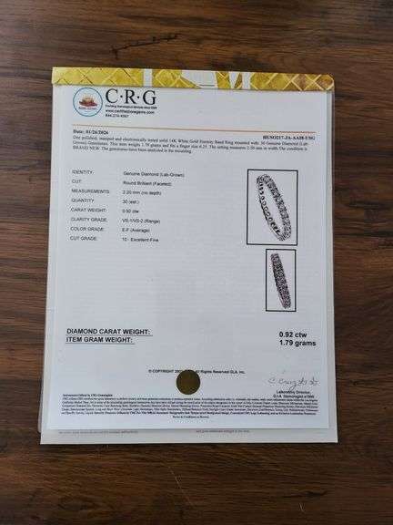 .92 CTTW Lab Diamond Eternity Band