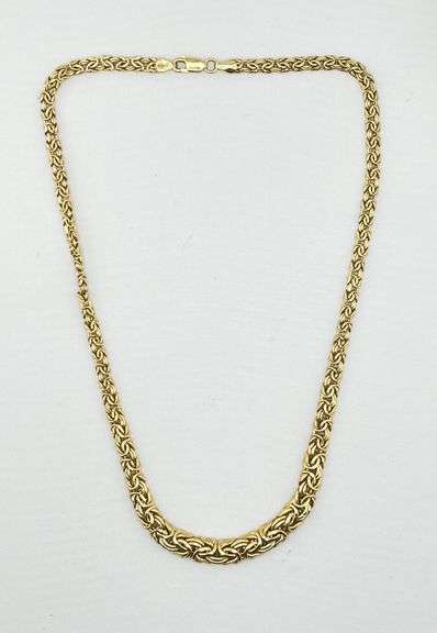 Italian 14KT Yellow Gold Gratuated 4MM to7MM Byzantine Necklace